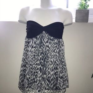Strapless top black and white cheetah